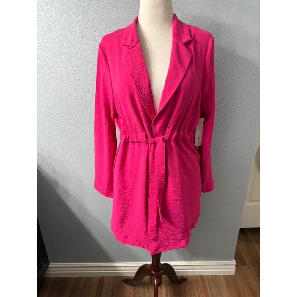 Pink Cinch Waist Belted Blazer Jacket Large by Timing